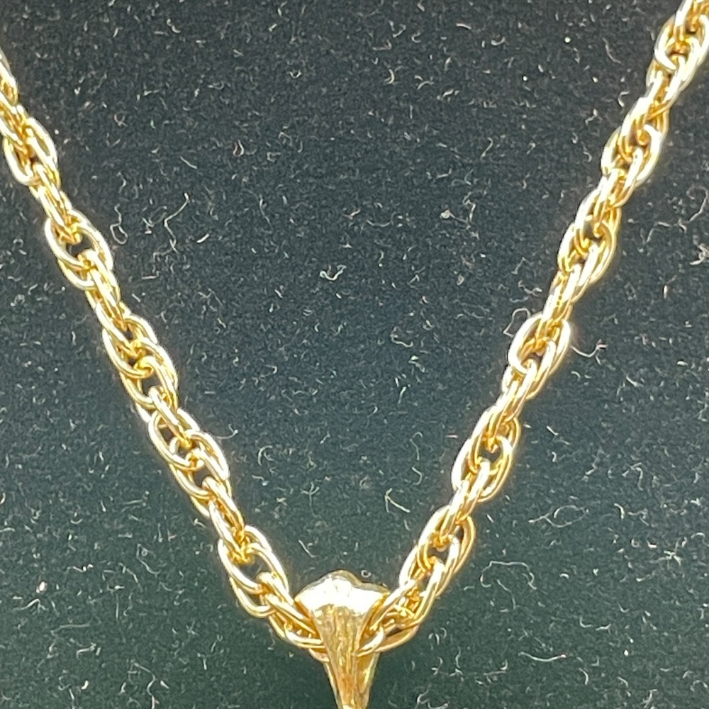 Vintage Gold Tone Fleur de Lis Tassel Pendant Necklace - Picture 11 of 11